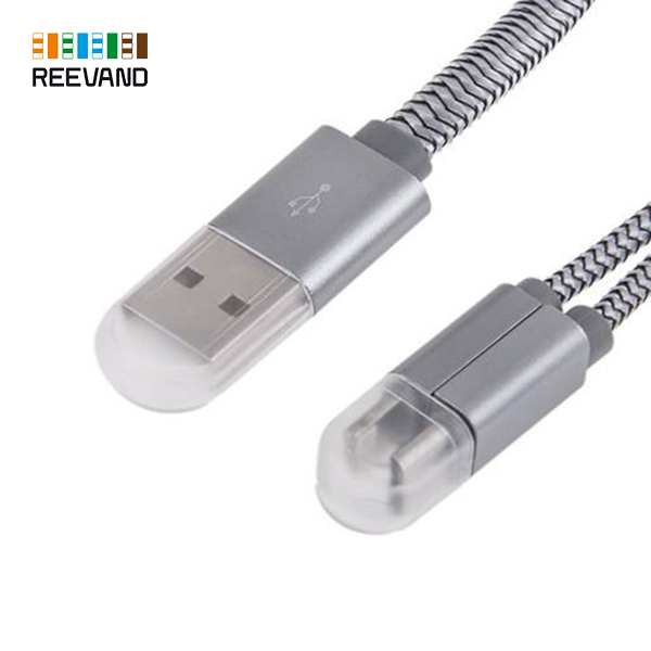  کابل شارژ Micro USB/Lightning الدینیو مدل LC86 با روکش کنفی نقره ای 