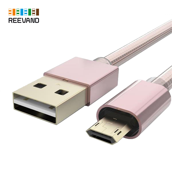  کابل شارژ میکرو USB الدینیو مدل LS24 با روکش فنری رزگلد 